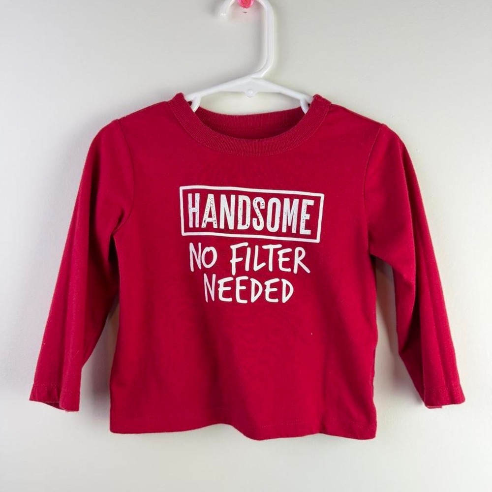 The Children's Place Toddler Red Long Sleeve Graphic Shirt Handsome 12-18M
